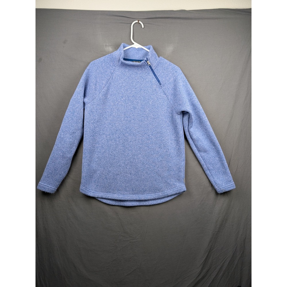 Eddie Bauer Womens‎ Blue Asymmetrical Quarter Zip Fleece Pullover Sweater S